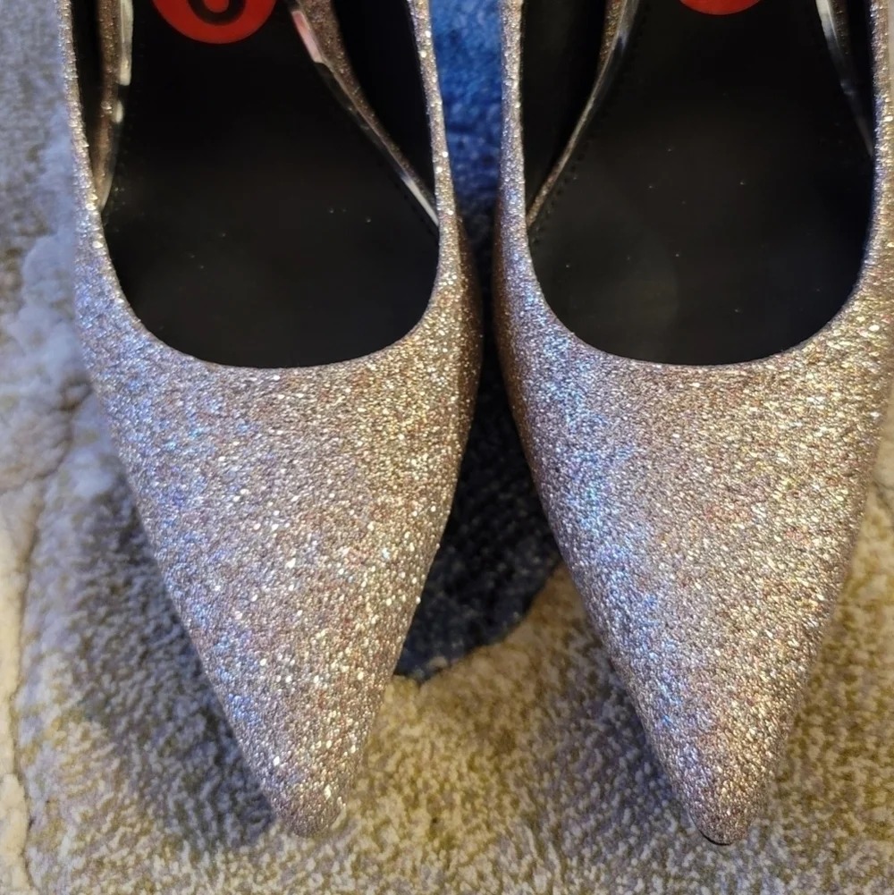 Zara Woman Gold Shimmer Glitter Stiletto - Picture 4 of 12